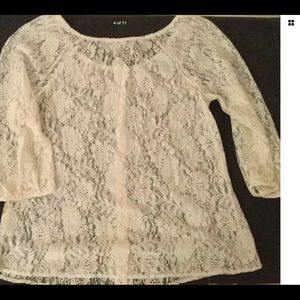 🟢LUCKY BRAND☘️Sheer Shirt Lace Button-down Size M